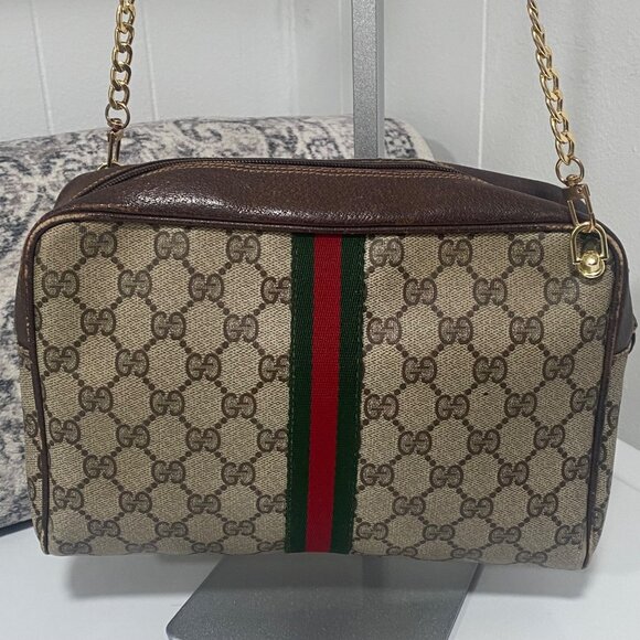 Vintage Gucci GG Supreme Sherry Line Shoulder Bag in Tan Brown - Picture 7 of 11